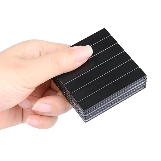 30 Pack Neodymium Bar Magnets with Adhesive Backing 60x10x3mm Black | Fridge Magnetic Strips Refrigerator Blocks Crafts Extra Super Sticky Bar for Science Experiments Classroom Craft Office