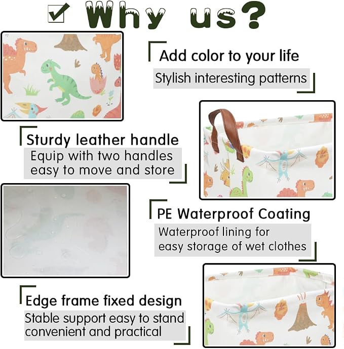 Rectangular Easter Dinosaur Basket,Waterproof kids toy storage box bedroom,Dinosaur Storage Box,kids laundry Basket,Easter Room Decor,Nursery Hamper,Gift Baskets(Dinosaur)