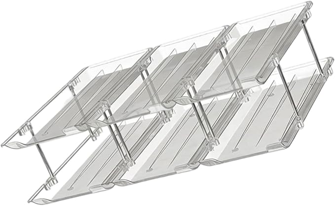Can Organizer Rack, Double | Clear PET Kitchen Storage Shelf with Tiered Open-Front Access, Vertical Cabinet Countertop Use