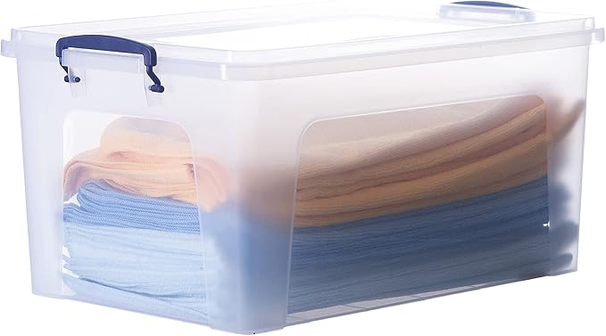 Superio 36 Quart Clear Plastic Storage Boxes with Lids, Stackable Organizer Containers, BPA-Free Storage Bins for Home, Office, School & Dorm, 6 Pack