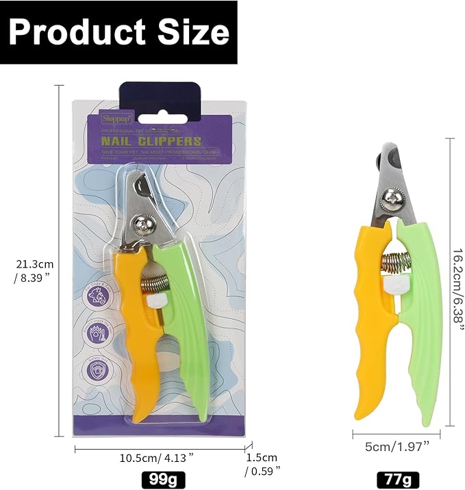 Yellow Green Dog Nail Clipper with Fish-Tail Ergonomic Handle Plier Style Dog Claw Clippers with Guard Heavy-Duty Dog Toenail Clippers Professional Pet Nail Trimmers for Large Dogs and Cats