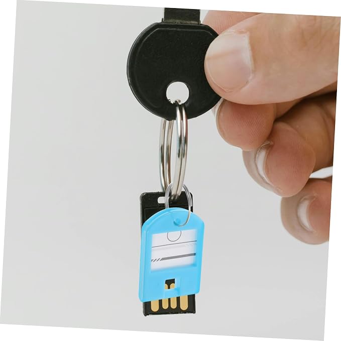 TEHAUX 50pcs Key Tags Split for Easy Identification Multi-Function Luggage Labels for Bags Keys Pets and Boys and Girls Items Organizers