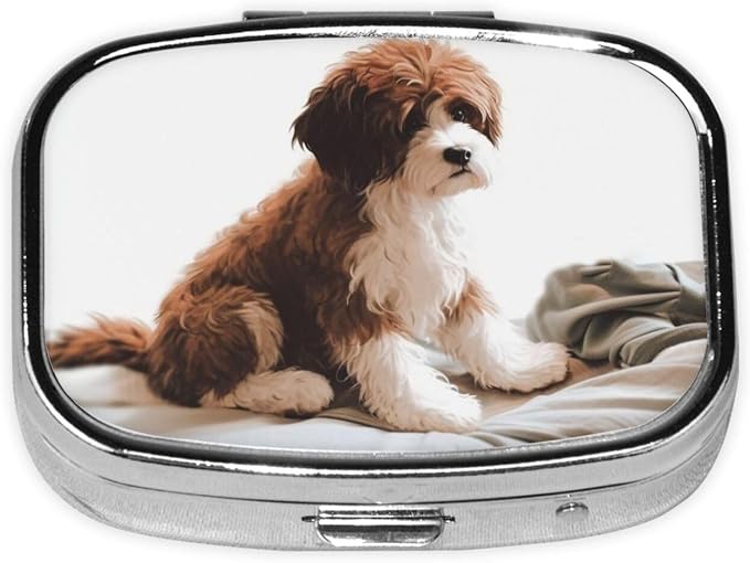 Square Pill Box Pet Dog Pill Case for Purse & Pocket 3 Compartment Pill Organizer Portable Travel Pillbox Medicine Pill Holder Container for Daily Vitamin Cod Liver Oil Storage