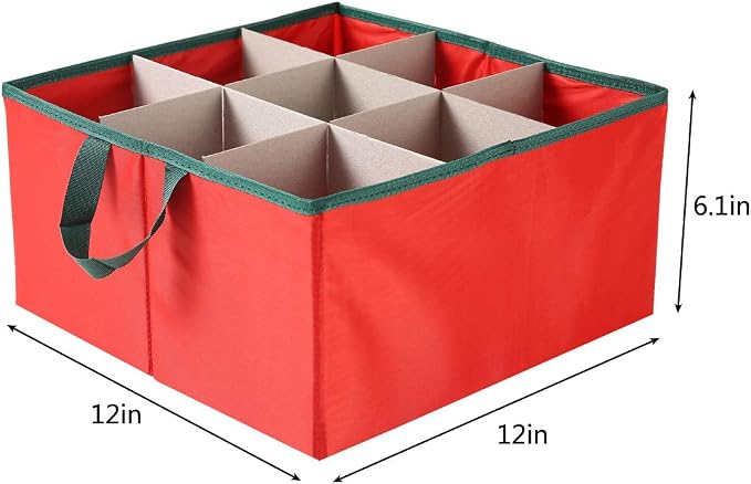 Sattiyrch Large 2-in-1 Christmas Ornament Storage Box & Xmas Figurine Container - Easy Access Removable Trays, Keeps 73 Holiday Ornaments - Adjustable Extent Area for Figurines and Pockets