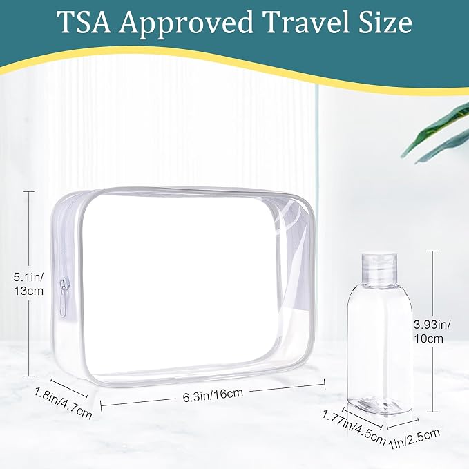 Cosywell Travel Shampoo Bottles 4pcs 3.4oz Travel Bottles for Toiletries | Clear Travel Size Bottle, TSA Approved Plastic Squeeze Bottle, Leak Proof, with Flip Cap, and a Toiletry Bag