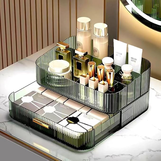 Makeup Organizer with Stackable Drawers, Bathroom Counter Organizer. | Drawers Can be Stacked, Cosmetic Display Case, Ideal for Make Up, Skincare, Perfume; Suitable for Dresser Top, Vanity