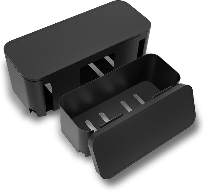 Power Strip Hider Box Cable Management Organizer Set Large & Medium Black