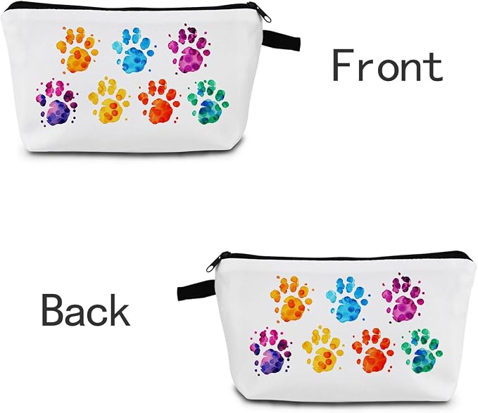 Colorful Dog Paw Makeup Bag for Women Travel Cosmetic Organizer Bag Teacher Appreciation Gifts Small Zipper Toiletry Bag