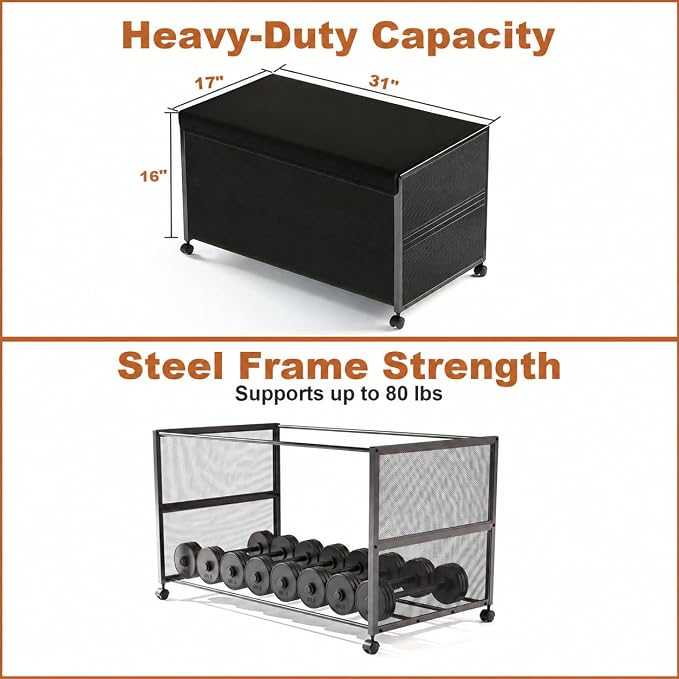 Fokyfok 2Pack Under Bed Storage Containers,16 inch Height,31 inch Long | Under Bed Shoe Storage,Underbed Storage with Wheels,Large Rolling under bed Clothes Storage Drawers,Lid,Dorm Tall,Black