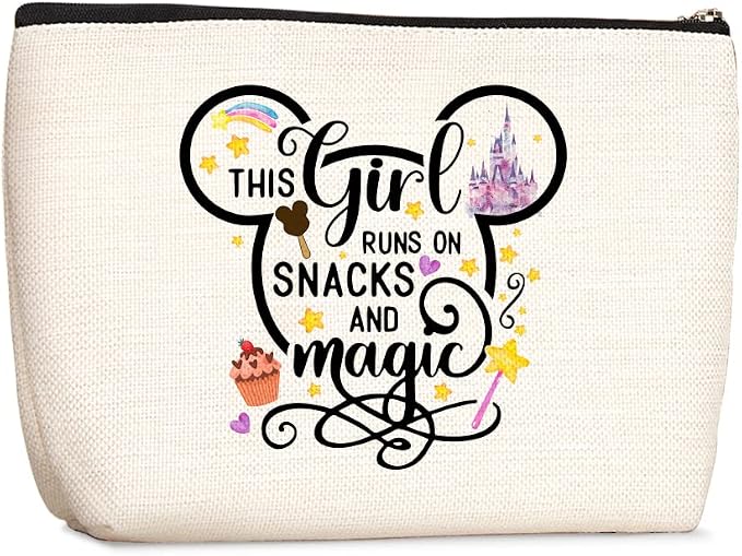 Cartoon Mouse Cute Mouse Themed Gifts Cosmetic Bag for Women Makeup Bag | This Girl Runs On Snacks Funny Anime Pouch Travel Bags Skincare Toiletry Bag Makeup Bag Anime Gifts for Teen Girls Birthday