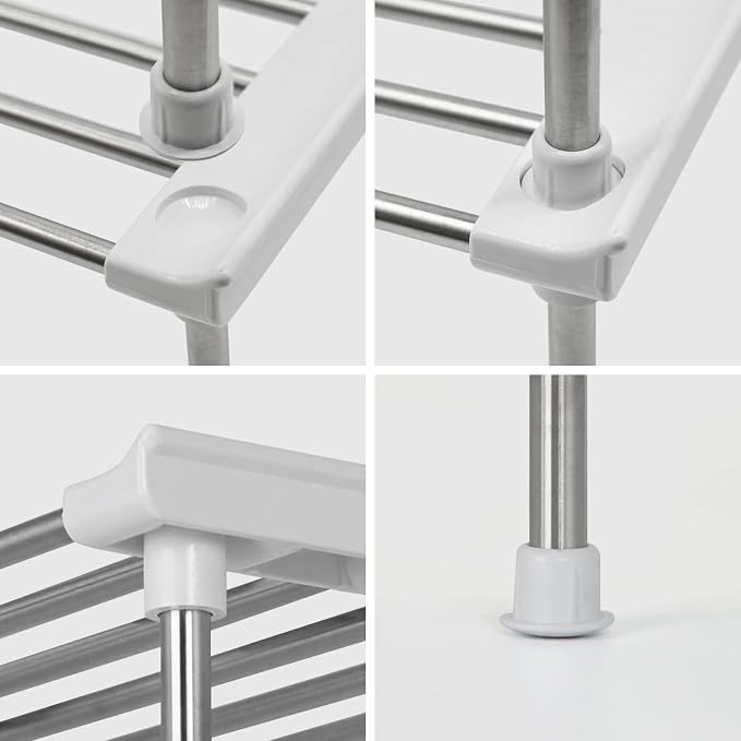 Cabinet Organizer Shelf, Set of 2 Stackable Kitchen Counter Shelves, Kitchen Cabinet Organizers and Storage, Pantry Storage Shelf Organizer, 15.7 x 7.8 x 6.1 - White (Pack of 2)