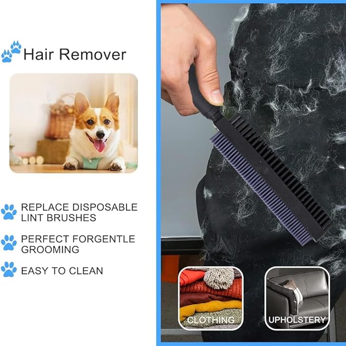 Rubber Pet Hair Removal Brush, Dogs Cats Hair Lint Remover Tool Massage Bath Comb Brush for Cleaning and Grooming (Yellow and Black)