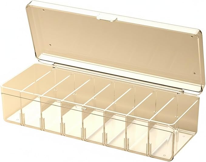 Clear Storage Box with 8 Adjustable Dividers, Compact PET Organizer for Desk Drawers, Hardware, and Craft Supplies