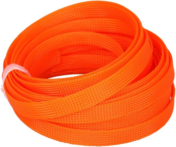 33ft PET Expandable Braid Cable Sleeving, 1/2" Cable Cord Management Sleeve | Orange Wire Loom Tubing Cable Sleeve for TV, Computer, Home Theater, USB Cable, Power Cord Audio Video Cable