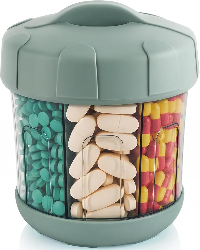 Mossime 7-Compartment Supplement Organizer, TPU Soft Lid Pill Dispenser | Extra Large 7 Compartments, Easy Open TPU Soft Lid, One Month Supply, Travel Medication Storage, Vitamin Holder