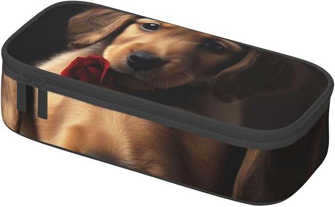 Cute Pet Dog Pencil Case Large Capacity Pencil Pouch With Zipper Portable Pen Bag Organizer Waterproof Cosmetic Makeup Bag For Women Men