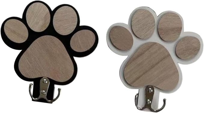 2 Dog Leash Holders, Wall Organizer for Home Decor, Key Hooks, Wooden Pet Harness Hanger for Home