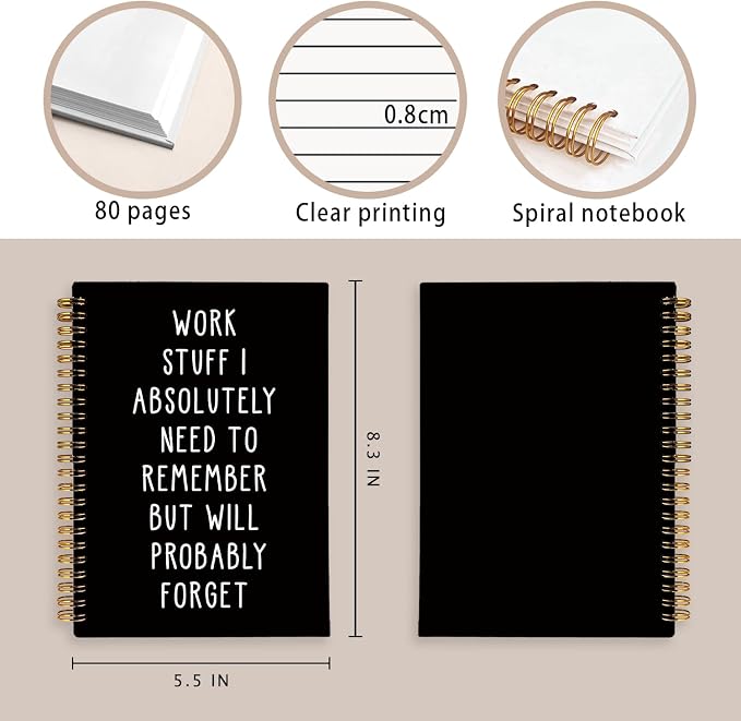 LIANGW Funny Notebooks Journal,Sarcastic Notebooks for Work | Funny Office Gifts for Coworkers,Funny Notebooks for Work,Office Humor Gifts,Black Hardcover Spiral Notebook,5.5x8.3 Inch
