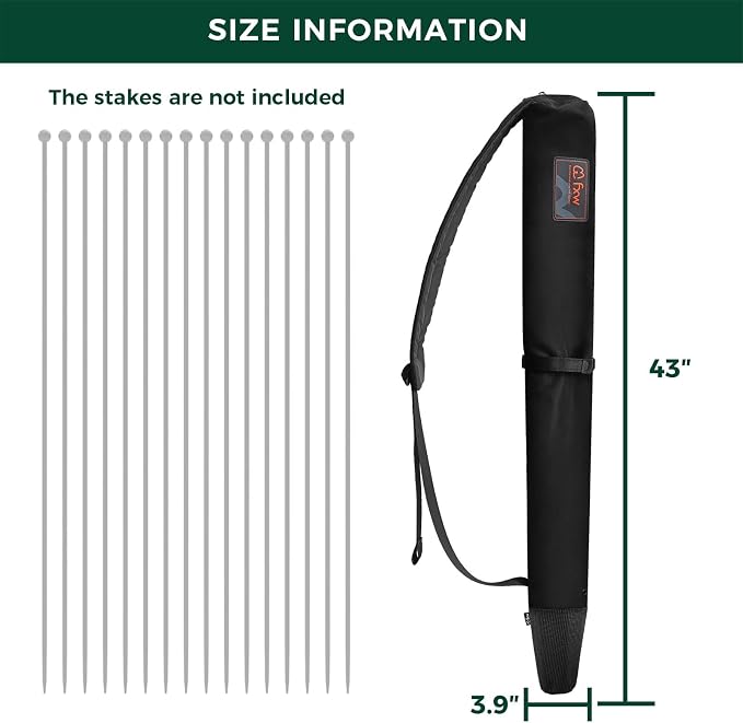 FXW Stake Bag Designed for Storing and Carrying While Camping | Multi-Brand Fit, for 40"H Playpen Stakes, Hands-Free Design, Stakes Not Included