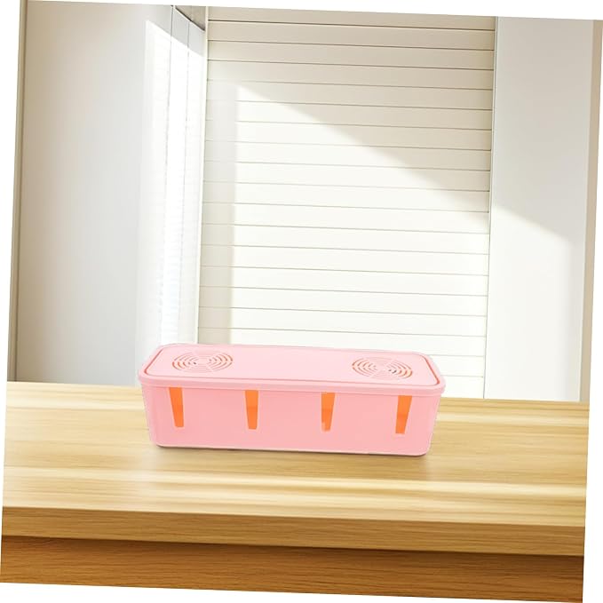 Veemoon Plug Socket Storage Box Pink Cable Organizer for Power Strips Adapters Chargers Easy to Conceal Cords Protects from Water Pets Lightweight and Static Design