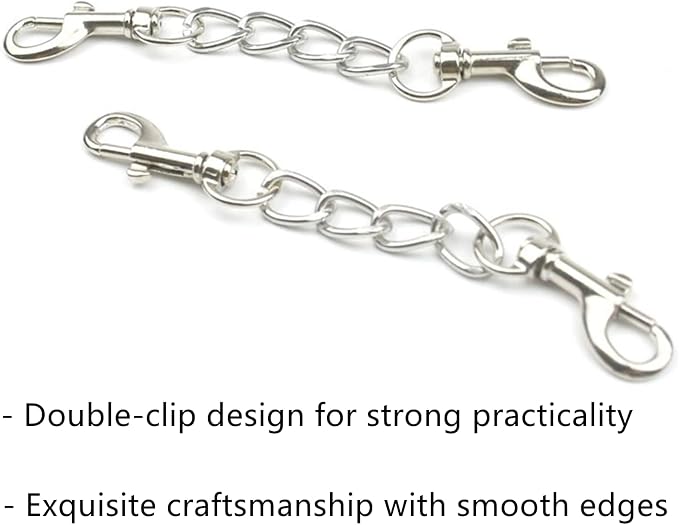 Dog Collar Safety Clip, 2 Pack Metal Clasp Double Ended Connector Prong Chew Dog Collar Clip Prong Collar Pet Harness Collar Connector Leash Necklaces Dog Strap for Dog Harness