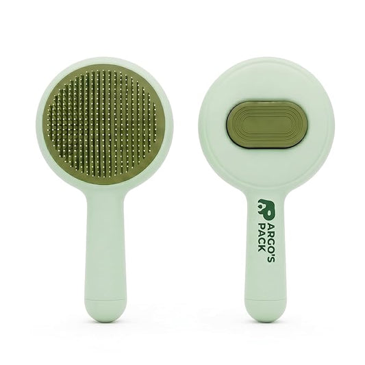 Argo's Pack - Pet Hair Remover Comb for Dogs & Cats, Effective Grooming Shedding Tool, Brush for Indoor Pets with Self-Cleaning Button, Safe Deshedding Tool for Short & Long Hair Pets (Green)