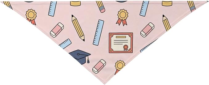 Teacher's Pet Dog Bandana,Funny Bandana Gift,Photo Prop Accessories for Dog Lovers Owner Gift,Triangle Reversible Fall Scarf, Adjustable (Light Pink)