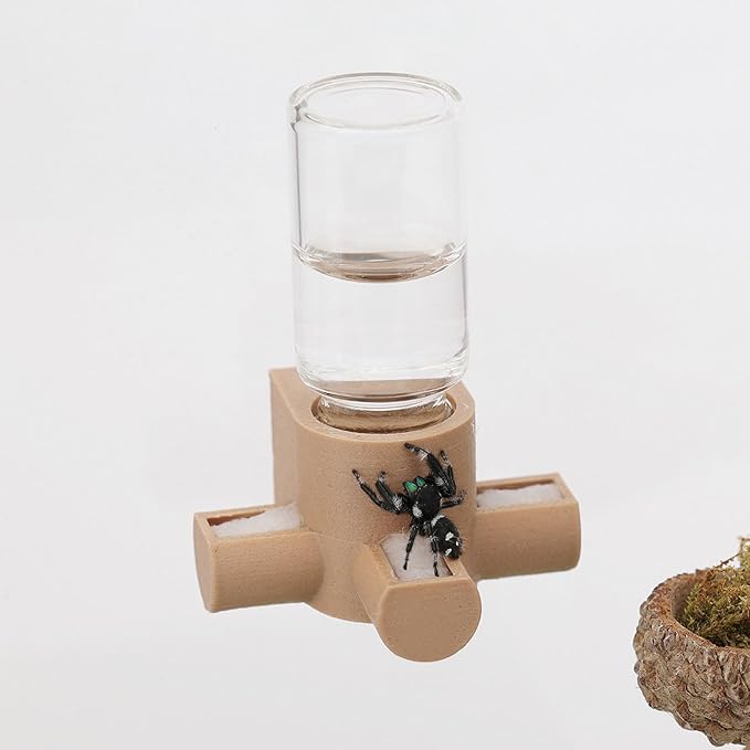 Jumping Spider Water Dispenser, Magnetic Hanging Feeder,Suitable for Jumping Spiders,Tarantulas, Praying Mantises,Arboreal Animals, and Other Small Animal Enclosure Accessories,5ML (Wooden)
