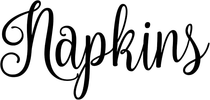 Napkins 5.25w x 2.5h Label | Kitchen Pantry Organization | Die Cut Vinyl Decal | Black Fancy Font (Sticker Only)