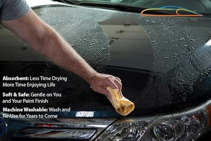 CleanTools the absorber® Large 27-Inch x 17-Inch, Red - Synthetic Premium Drying Chamois Cloth for Car - Super Absorbent, Scratch-Free and Washable