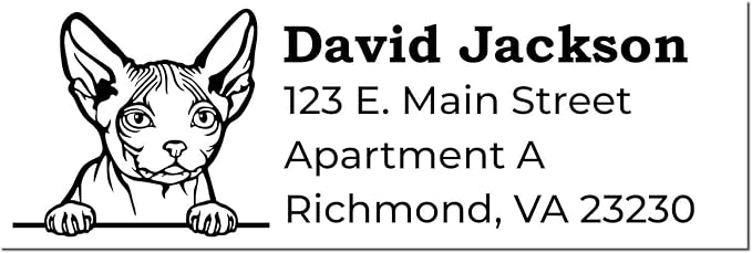 Personalized Minskin Cat Return Address Stamp for Invitations & Mail, Self-Inking Custom Handcrafted Rubber Stamp with Feline Design, Decorative Home Office Stationery Gift for Cat Lovers, 7/8 X 2-1/4
