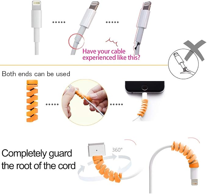 36 PCS Cable Protectors for iPhone iPad Charger End Cord Savers with 2 Desk Cable Clips, VIWIEU Spiral USB Wire Protector for Headphone MacBook Laptop Earphone Cell Phone Cute Cable Wrap Accessories