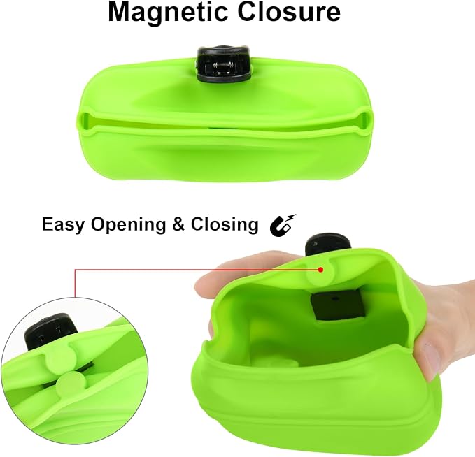 Cosmos 2 Pcs Pet Treat Bag Dog Training Pouch Silicone Portable Pet Training Container Dog Treat Holder with Buckle Closure and Waist Clip Dog Treat Pouches for Pet Training