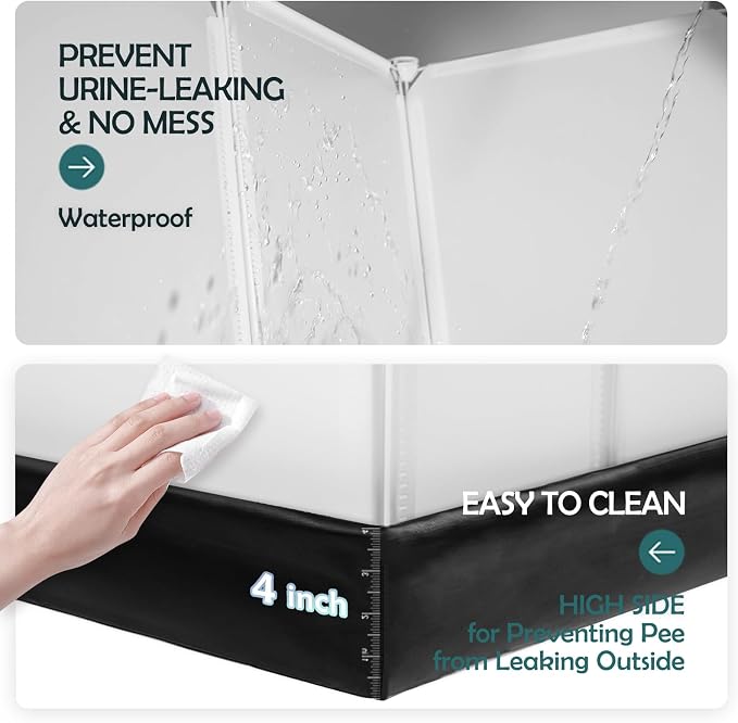 MEEXPAWS Dog Pee Pad Holder Foldable with Dog Litter Box Enclosure High Wall, Puppy Pad Holder Tray with DIY Splash Guard for 22’’x22’’ Pee Pads, Indoor Dog Potty for Small to Medium Dogs, Easy Clean