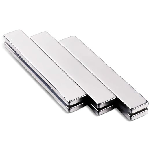 6Pcs Neodymium Magnets with Adhesive Backing 60x10x3mm Silver | Fridge Magnetic Strips Refrigerator Blocks Crafts Extra Super Sticky Bar for Science Experiments Classroom Craft Office