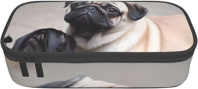 Cute Pet Pug Pencil Case Large Capacity Pencil Pouch With Zipper Portable Pen Bag Organizer Waterproof Cosmetic Makeup Bag For Women Men