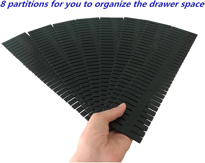 8pcs DIY Plastic Drawer Organizer Adjustable Drawer Dividers for Home Tidy Closet, Socks, Underwear, Office School Supplies, Kitchen Utensil Tools (Black)