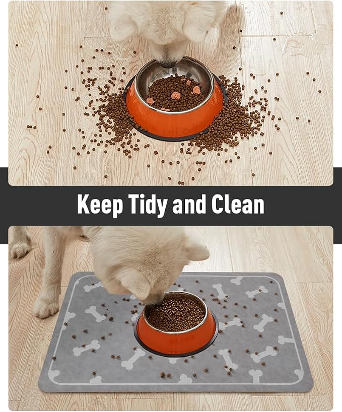 Pet Feeding Mat-Absorbent Dog Mat for Food and Water Bowl-No Stains Easy Clean Dog Food Mat Quick Dry Water Dispenser -Puppy Supplies Stuff-Pet Accessories Cat Bowl