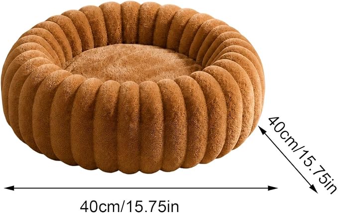 Round Dog Bed Raised Edge Soft Warm Plush Sleeping Mattress | Dog Donut Bed for Puppy Senior Kitten Indoor Outdoor Floor Bedside Kennel Couch Travel Car Home