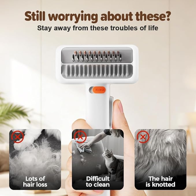 Upgrade 2-in-1 Pet Self-Detangling & Grooming Comb, 2026 New Professional Pet Dematting Comb & Undercoat Rake for Dogs & Cats, Gentle Pets Grooming Brush for Long or Short Hair (1)