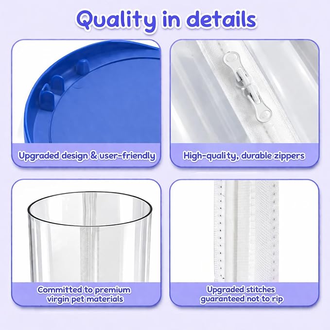 Upgraded Storage Tube, Dust-Resistant 47x11 Inch, PET Transparent Bucket with Double Zipper, Easy Assembly & Space Saving, Ideal for Playrooms Living Rooms Bedrooms （Blue）