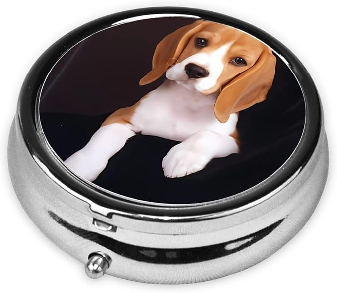 Lovely Pet Dog 3 Compartment Medicine Pill Case, Printed Travel Pill Box for Purse & Pocket, Cute Portable Pill Organizer Box Medicine Vitamin Holder Organizer