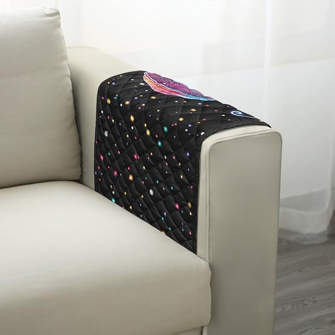 Mushroom Sofa Arm Covers Stretch Armrest Covers Washable Couch Arm Cover Stains Resistant Recliner Arm Cover Anti-Slip Armrest Slipcovers Furniture Protector