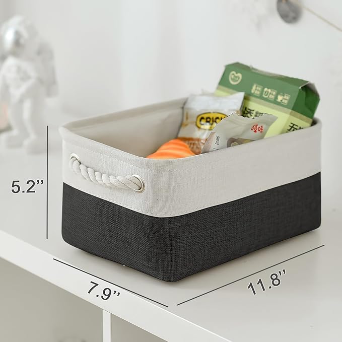 Storage Bins for Shelves - 12x8x5.2 inch 1 Pack Storage Baskets for Gifts Empty for Closet Organizing Dog Gift Cloth Toy Cubes Box (White & Black)