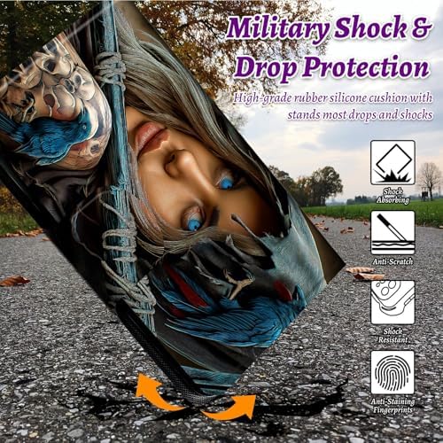 Rotating Handle Case for Samsung Galaxy Tab A11 Plus 2026/A9 Plus 11" 2024, 360 Degree Swivel Kickstand with Magnetic Closure Shockproof Leather Cover for Women Men, Blue Eyed Girl