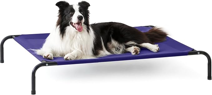 Love's cabin Elevated Cooling Dog Bed for Large Dogs, Portable Indoor & Outdoor Raised Pet Dog Cat Cot, Durable Summer Frame with Breathable Mesh, Blue, 48 inches