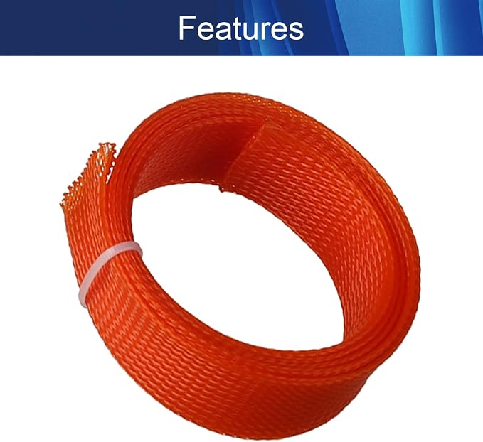 Jutagoss PET Expandable Braided Cable Sleeve, 3.28ft - 1 inch Orange Cable Management Sleeve, Wire Loom Tube Cord Protector for USB Cable, Power Cord, Audio Video and More, 1Pc