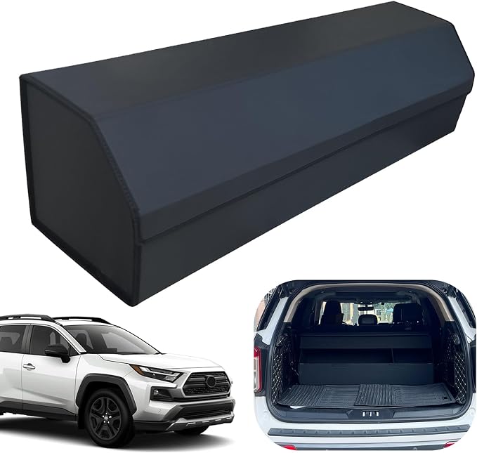 Car Trunk Organizer for For Toyota RAV4 Hybrid - Custom Fit,Large Space Outdoor Trunk Organizer with Leather,Hook and Loop Fastener,4-Layer Cover,For Toyota RAV4 Hybrid 2020-2025
