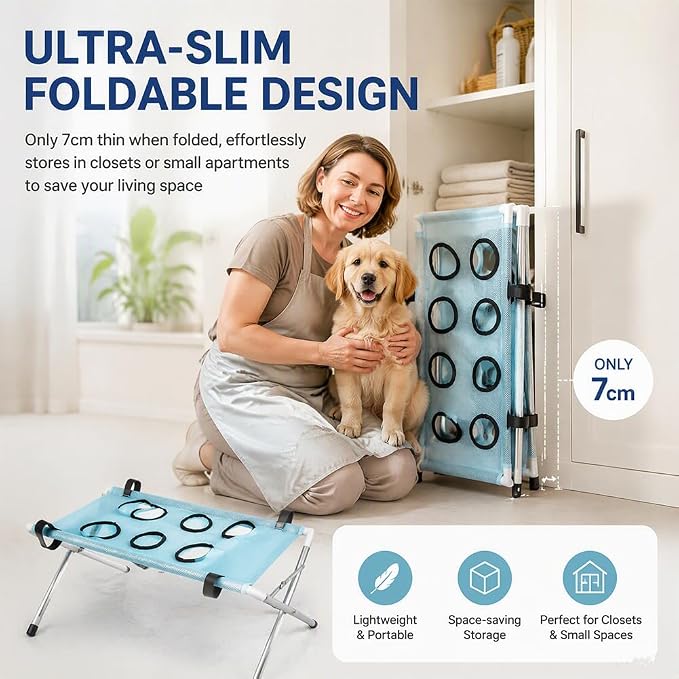 Dog Grooming Hammock, 2-in-1 Foldable Pet Bathing Bed with Stand，Blue | Pet Grooming Hammock, Dog Bath & Paw Wash Sling for Small Large Dogs, Nail Trimming, Shower Hammock, Foldable Stand