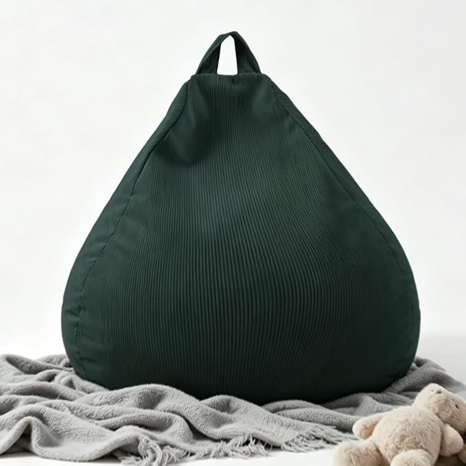 LPMOERA Stuffed Animal Storage Soft Bean Bag Chair Cover No Filler Green | Skin-Friendly,Portable,Wide Easy-Load Opening,Hidden Zipper,Decorative Organizer